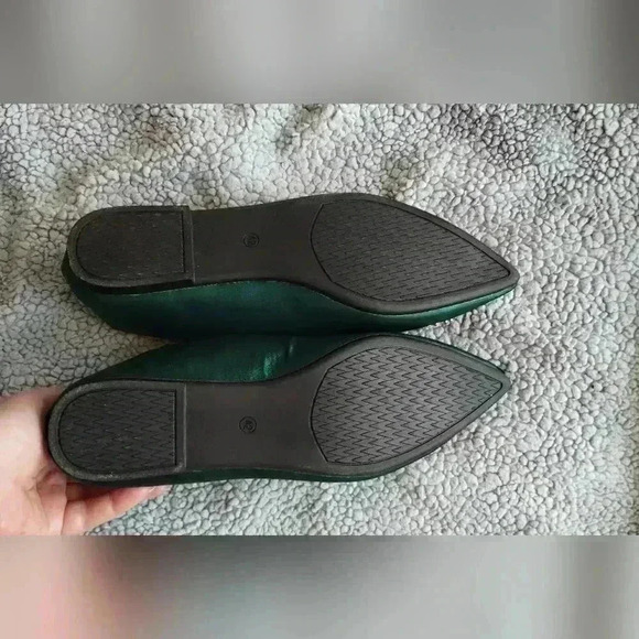 Green Satin Basket flat shoes sz eu 42 us 9.5 medium whide - Picture 3 of 9